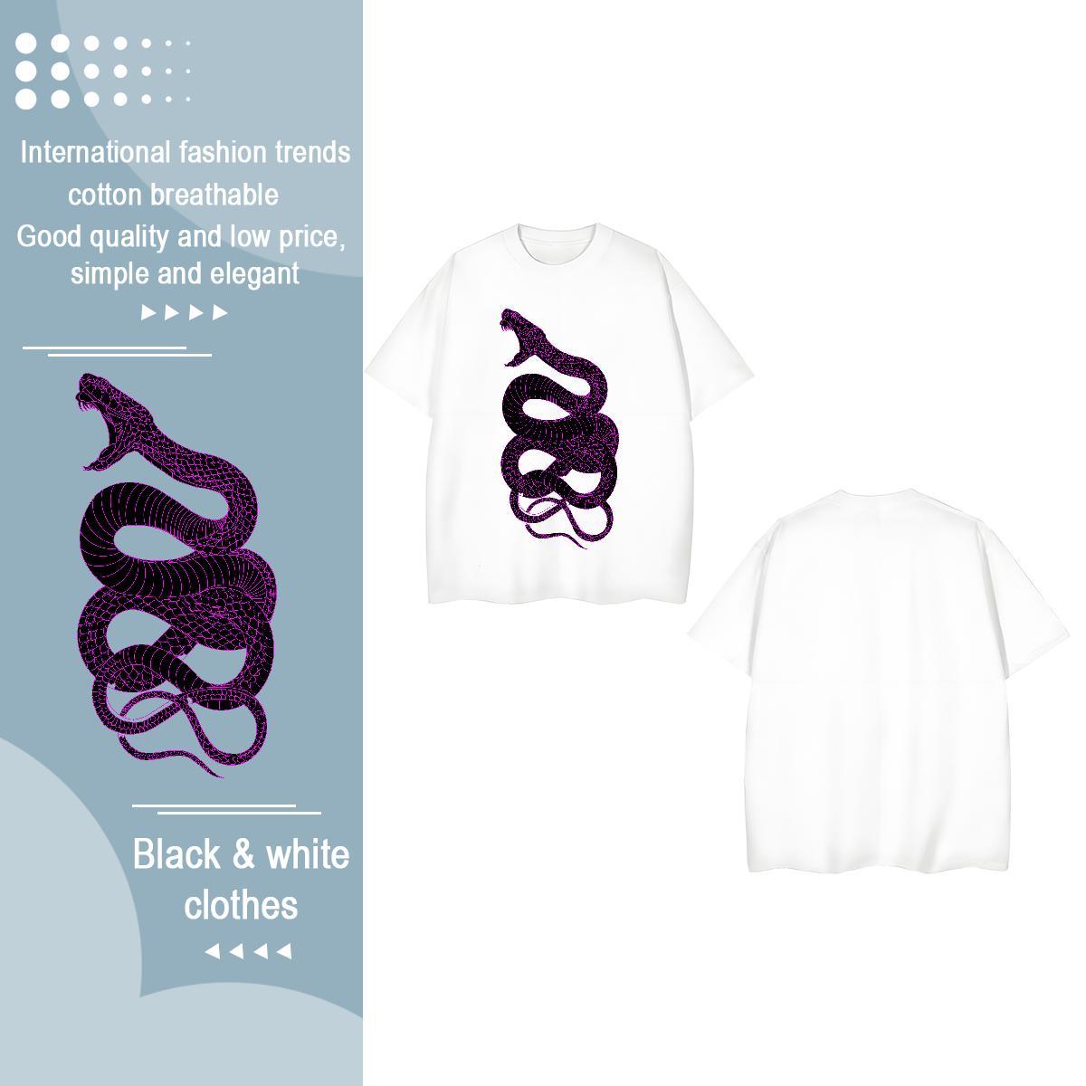 2024 T Shirt For Woman Short sleeve Soft 230g Pure Cotton Women Tees Graphic snake Hip Hop Street Loose fit Tops Tees