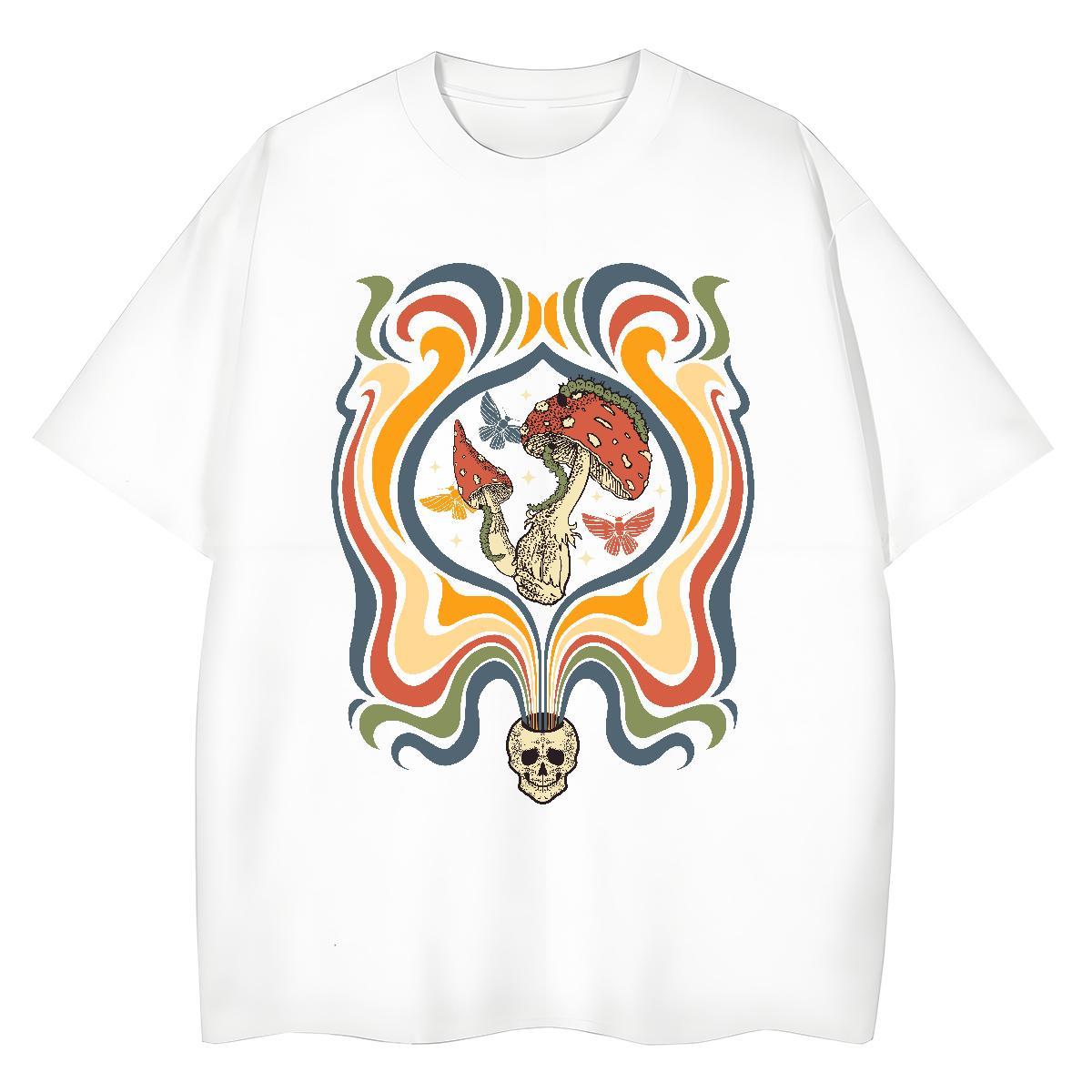 2024 T-Shirts Breathable Crew Neck 100% Cotton 230g Women Tshirts DIY Anime mushroom Casual Sport Designer Tops Tees