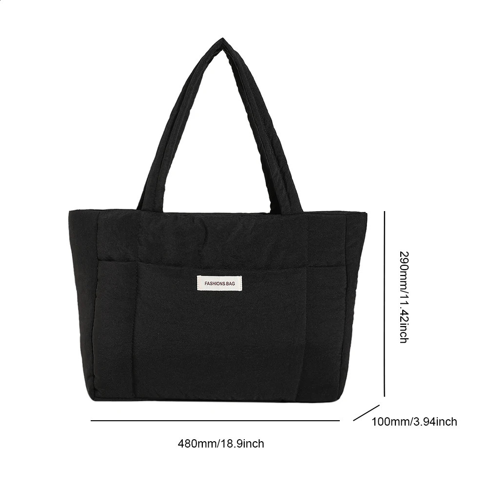Nylon Bag for Women Quilted Tote Bag Puffy Handbag Down Padded Shoulder Bag Autumn Winter Puffer Shopping Bag 240821