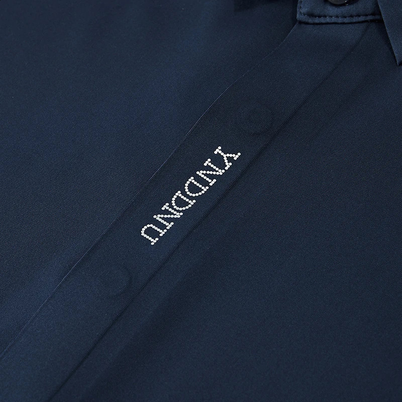 High-Quality Mens Long-Sleeve Shirt - Solid Color Business Casual X-Stretch Embroidered Four-Season Daily Commute Top 240822
