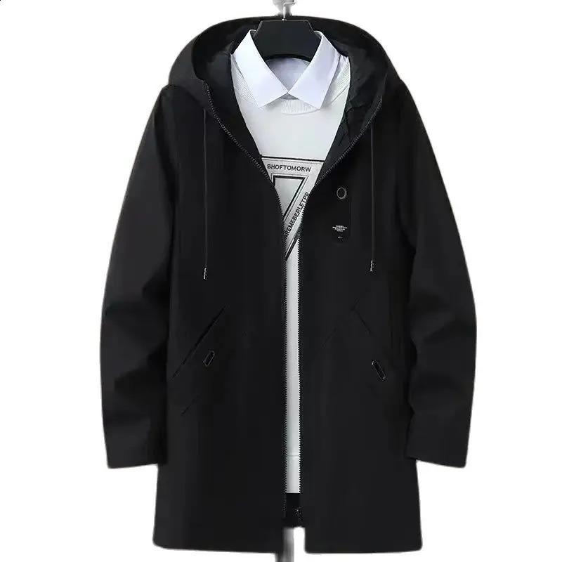 Korean style Spring Trench Coat Male Streetwear Windbreaker Trenchcoat Men Solid Business Casual Loose Long Overcoat 240822