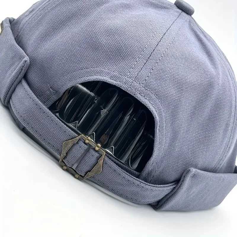 Round top melon hat mens fashionable retro brushless hat hip-hop landlord hat unisex Skulls Beanie solid color Docker hat W240821