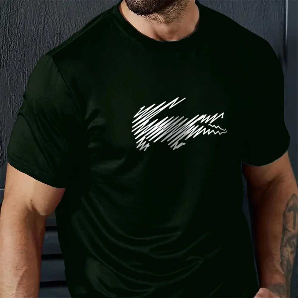 Casual mens T-shirt crocodile pattern T-shirt mens loose short sleeved T-shirt 3D printed T-shirt outdoor oversized mens clothingW240716