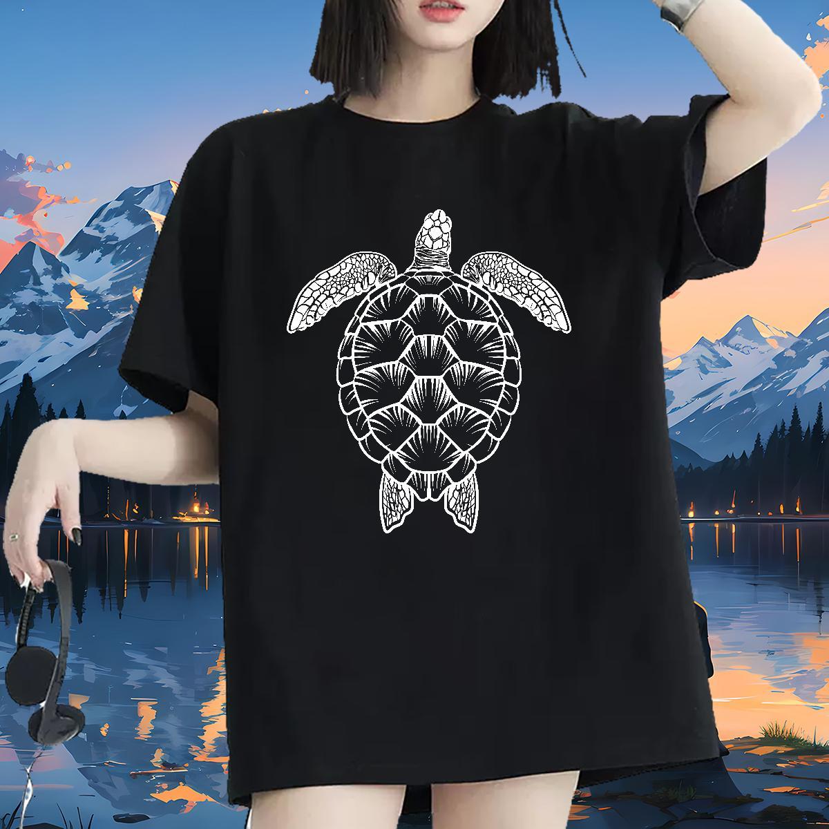 DIY Womens T Shirts Short sleeve Soft 230g 100% Cotton Unisex Tshirts Anime Oversized tortoise Street Wholesale Tops Tees