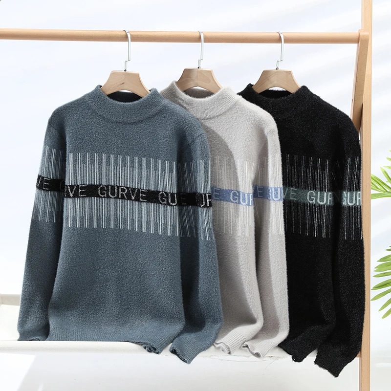 Mens Crystal Sable Knitwear Fashion Bar Printed Letters Jumper Comfortable Sweater 240821