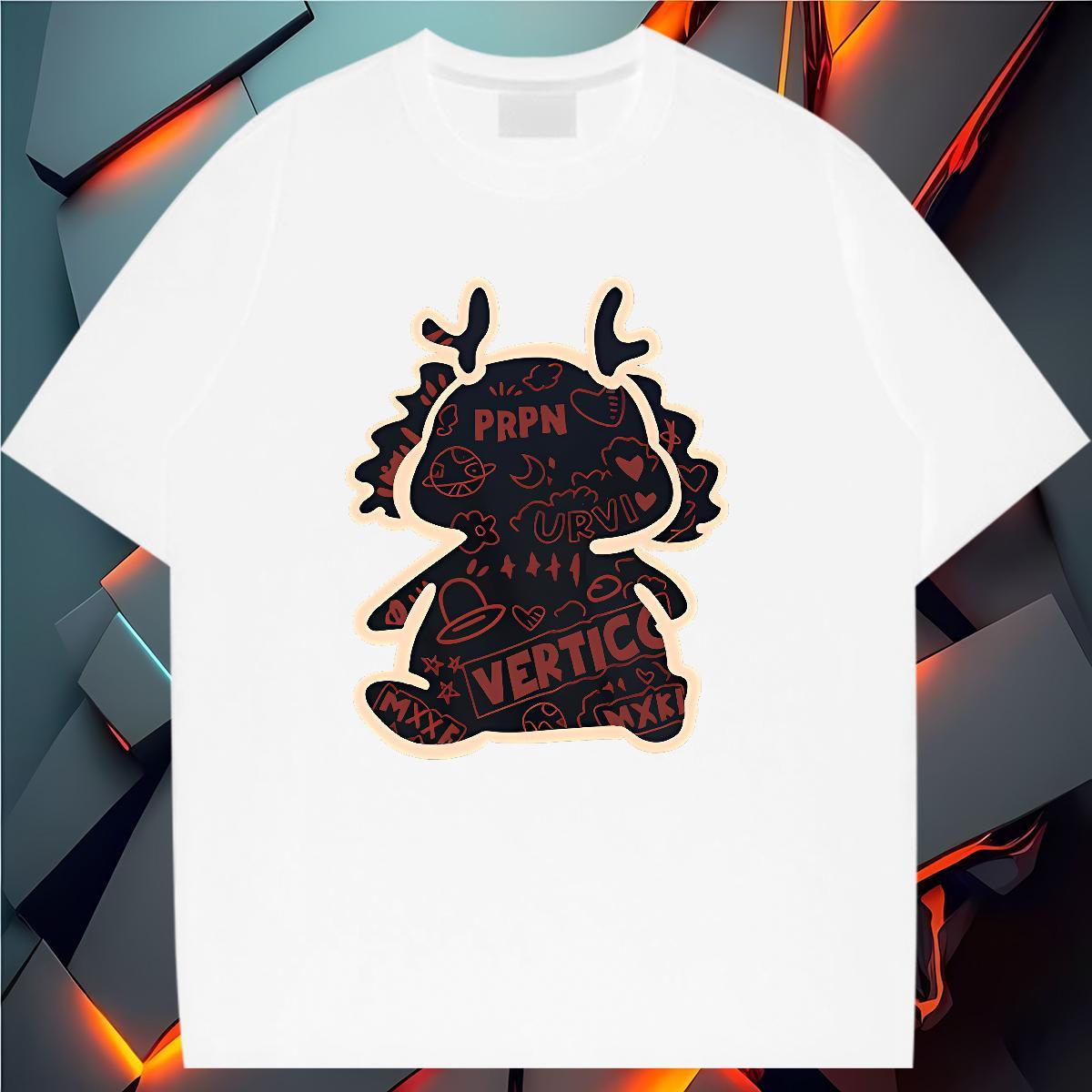 2024 Casual T Shirts Women Crew Neck 230g Pure Cotton Women Tees DIY Anime Printed dinosaur Hip Hop Street Loose fit Tops Tees