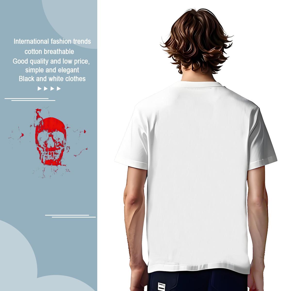 Classic blood Men Tops Tees 230g 100% Cotton Man T Shirts Oversized High Street Hip Hop Breathable Crew Neck Popular Polos