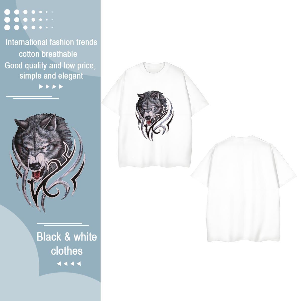 2024 DIY T-Shirts for Women Breathable Soft 230g Pure Cotton Women Tees DIY Anime wolf Daily Outfit Popular Tops Shirt