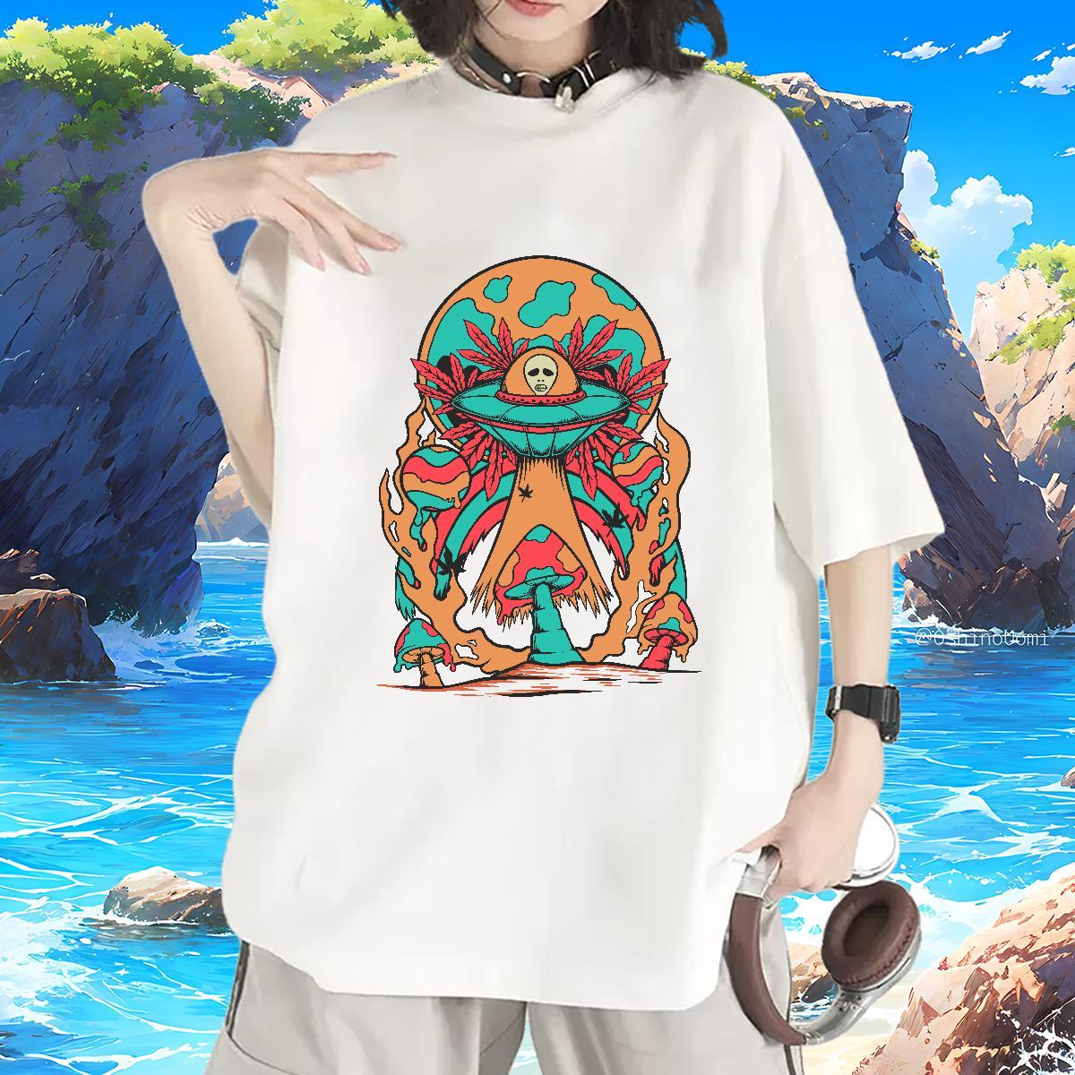 2024 DIY Womens T Shirts Breathable Soft 230g 100% Cotton Couples T Shirts Custom Cartoon ET Street Wear Brand Tee Shirt