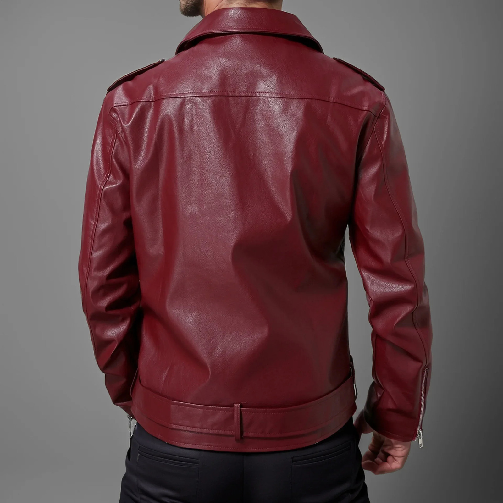 Mens Leather Jacket Autumn High-quality Slim Fit Lapel Sloping British Fashion Motorcycle Suit Leather Jacket Man Clothing 240822