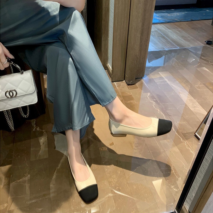 Sheepskin Edition Grape Mom Same Soft Soled Grandma Small Fragrant Style Color Blocked Light Mouth Versatile Flat Single Shoes For Women OUTDOOR