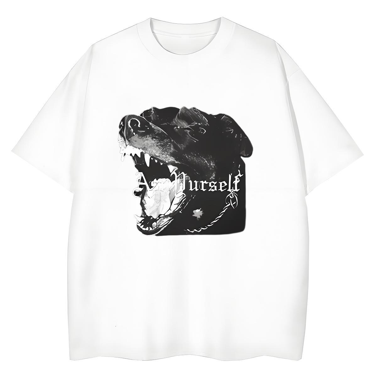 Casual New T-Shirts for Women Short Sleeve O-Neck 100% Cotton 230g Couples T Shirts Anime Oversized dog Daily Outfit Female Tee Shirt