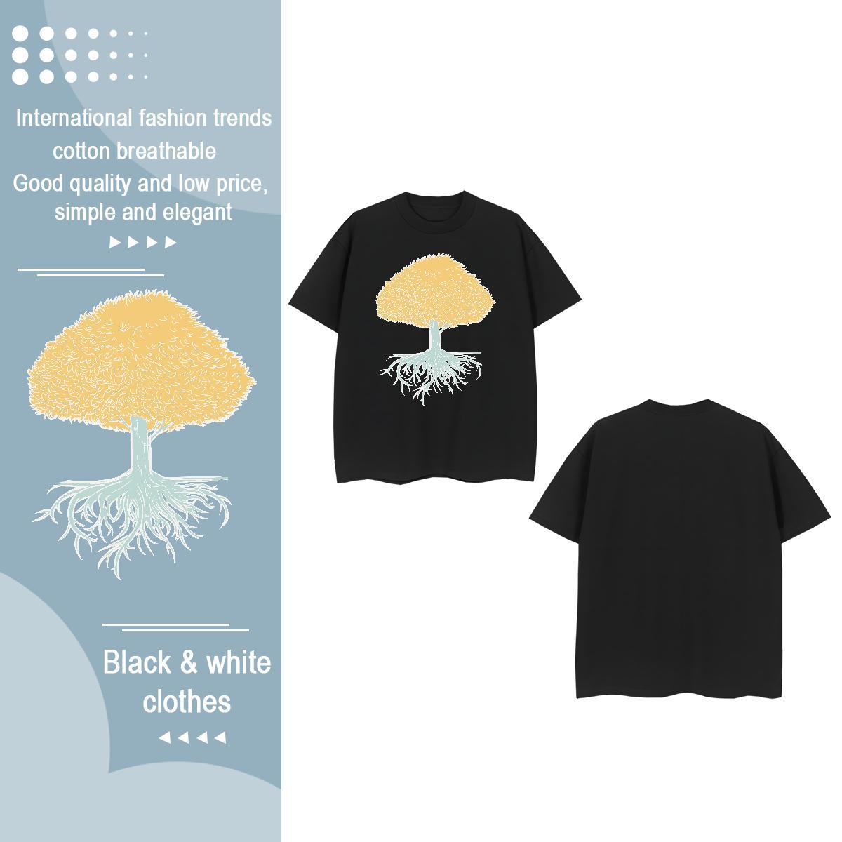 Fashion Casual T-Shirts for Women Crew Neck 230g 100% Cotton Couples T Shirts Skull tree Sports Street Wear Nice Top Shirts
