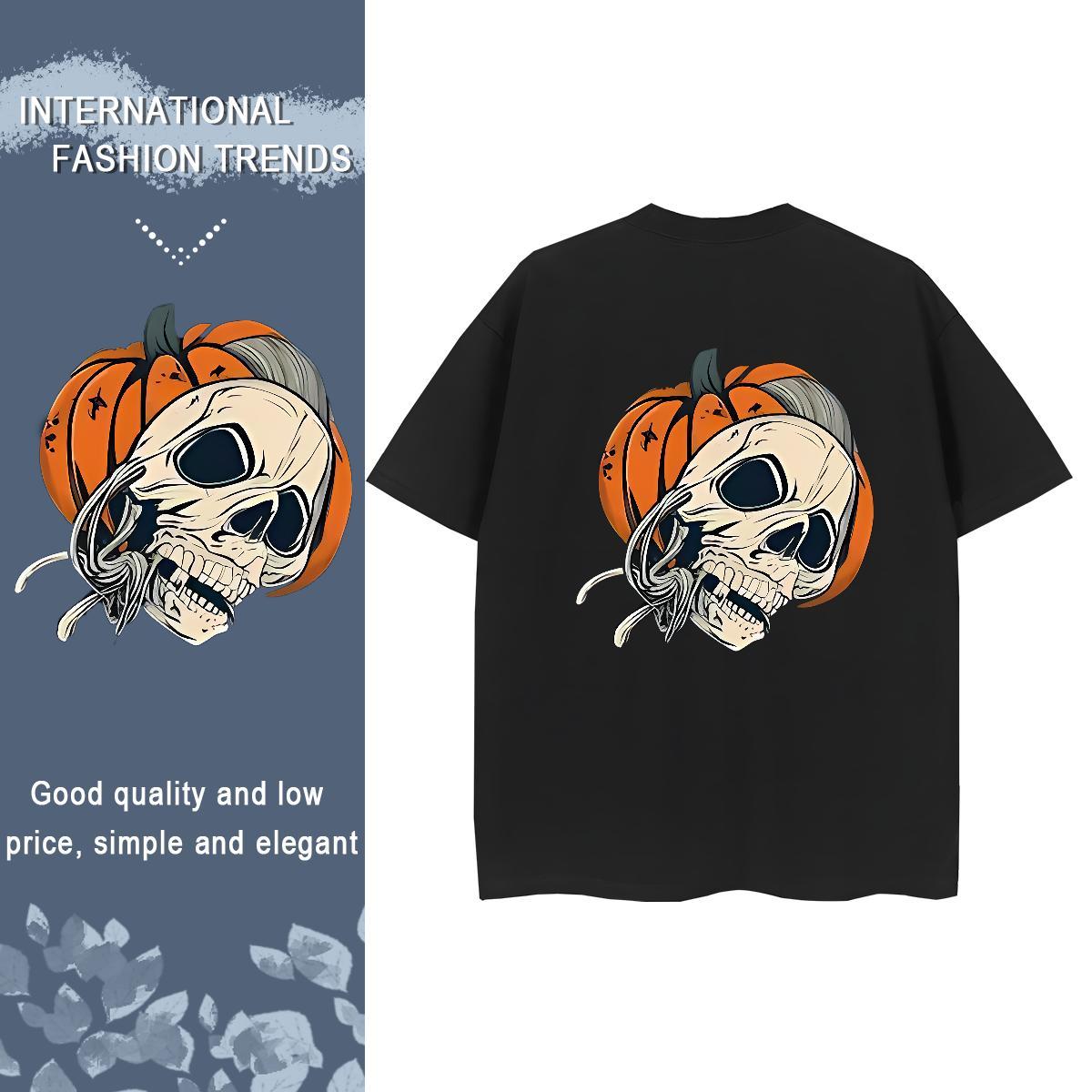 2024 T Shirts Women 230g Pure Cotton Crew Neck Home Outdoor skull Woman Tshirt Soft Graphic Wear