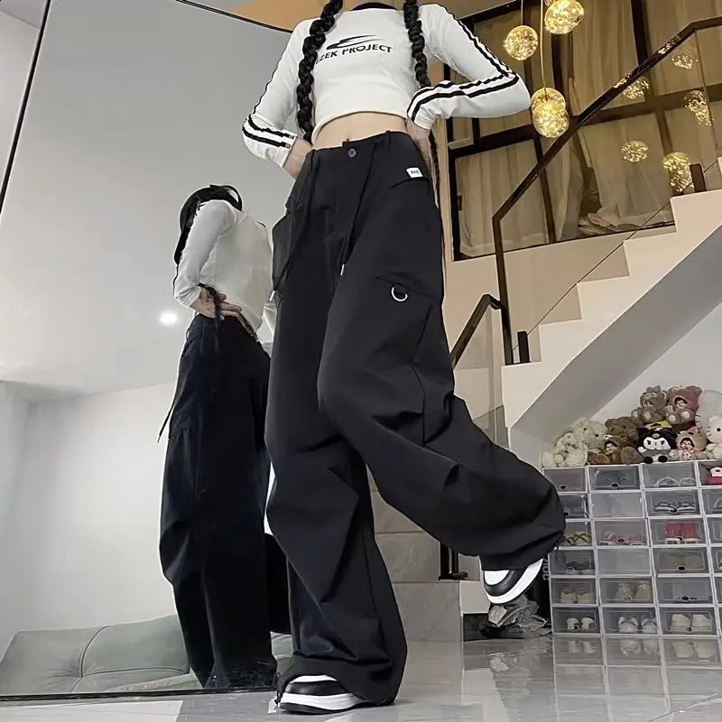 QWEEK Y2k Vintage Cargo Pants Woman Streetwear Baggy Harajuku Korean Fashion Sports Oversized High Waist Trousers Aesthetic 240821