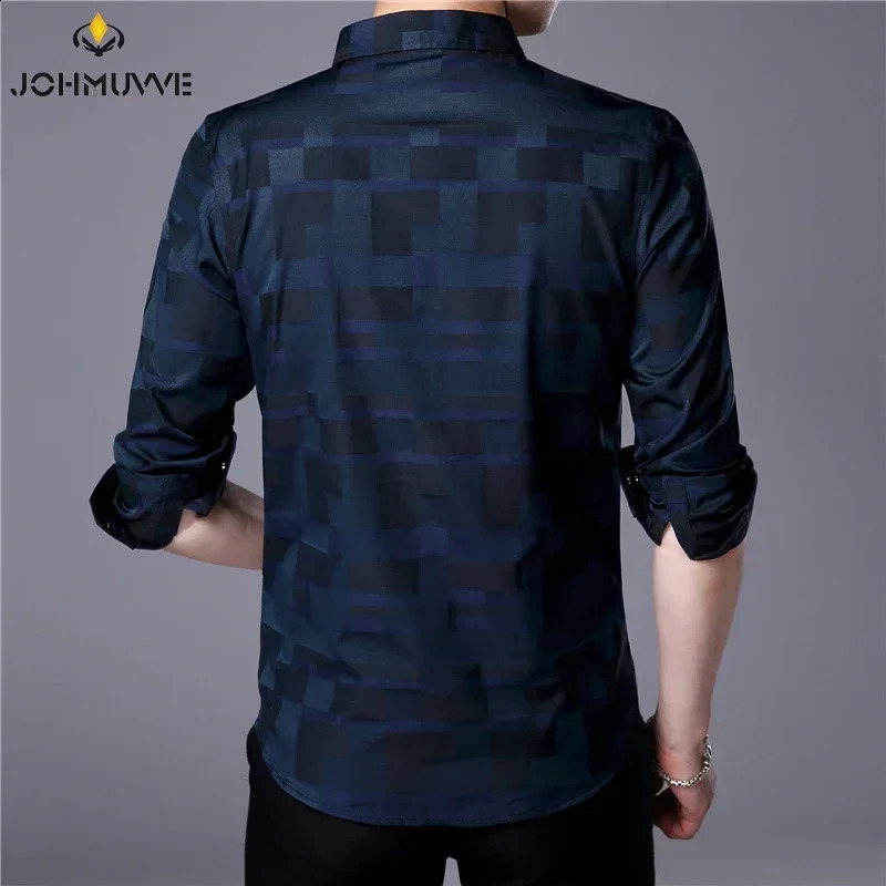 Mens Casual Business Long Sleeve Shirt Formal Office Men Tshirt 240822