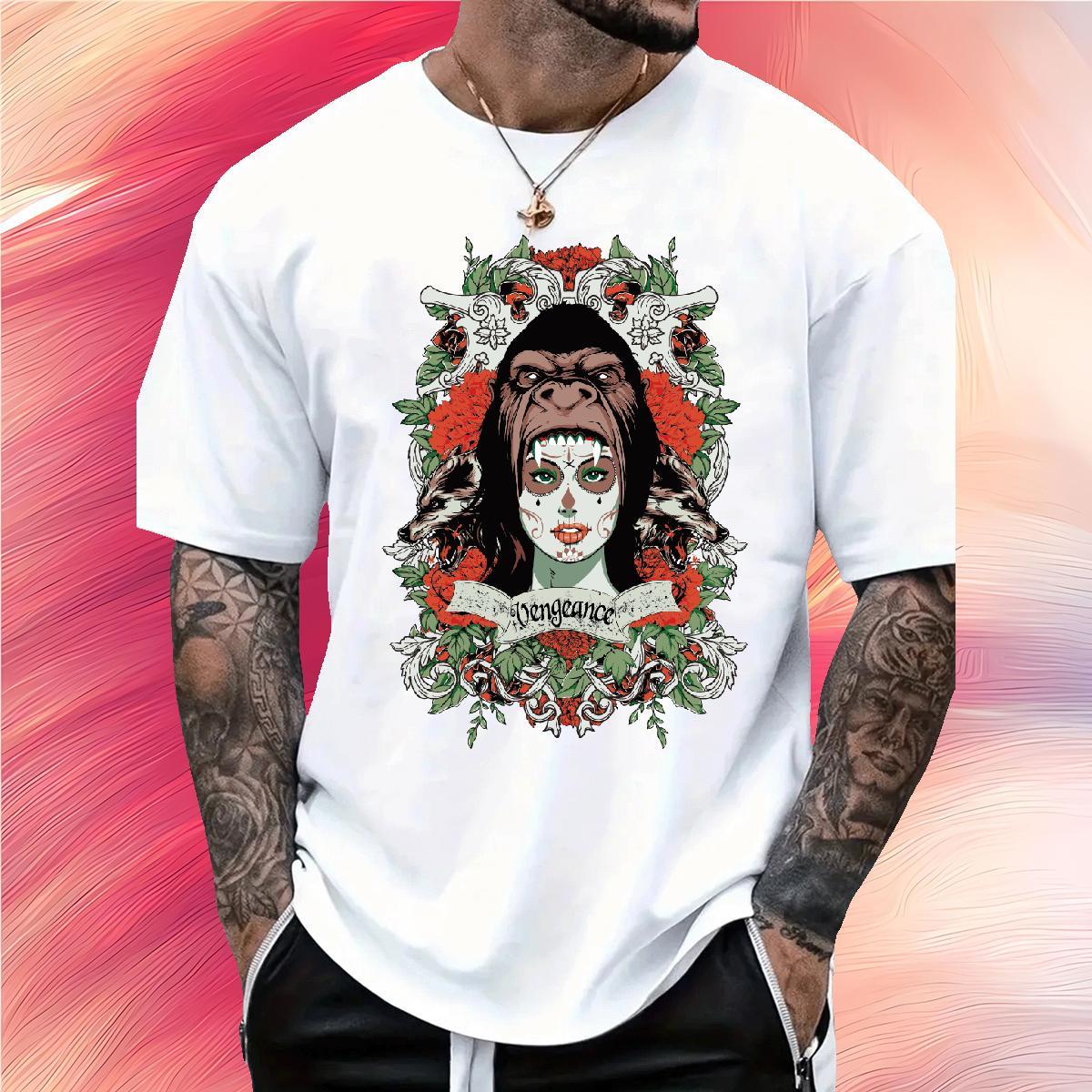 Brand orangutan Men T Shirts Casual Daily Wear Men Tees 230g Cotton DIY Customized Short Sleeve Soft Black White Tee Shirt