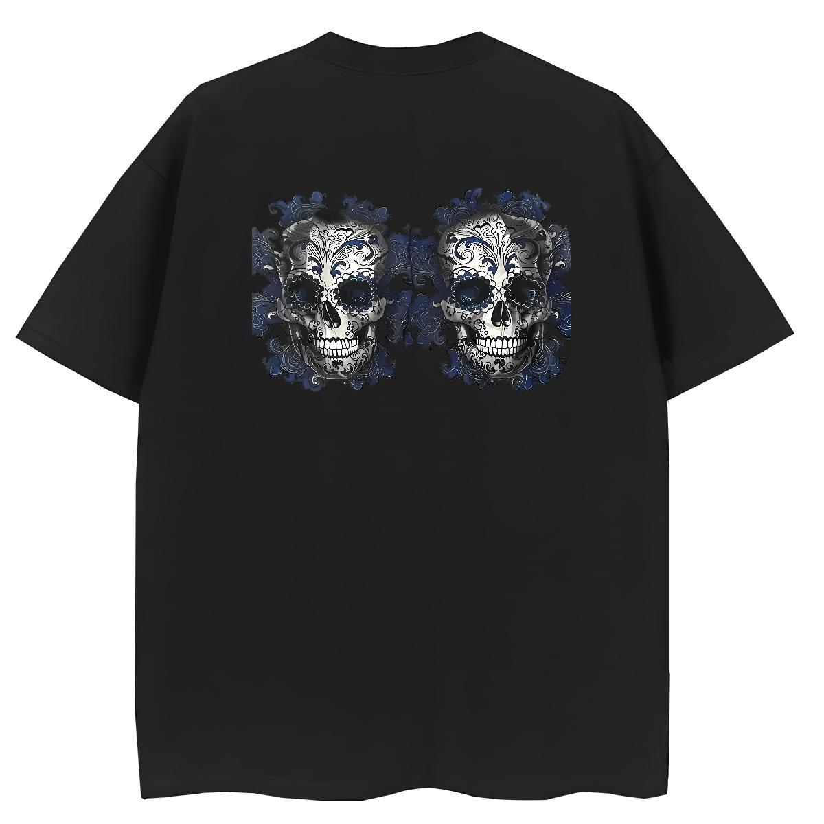 2024 Casual Women T Shirts 100% Cotton 230g Breathable Short Sleeve Street skull Womens Tshirts Nice Custom Print Oversized Tee Shirt