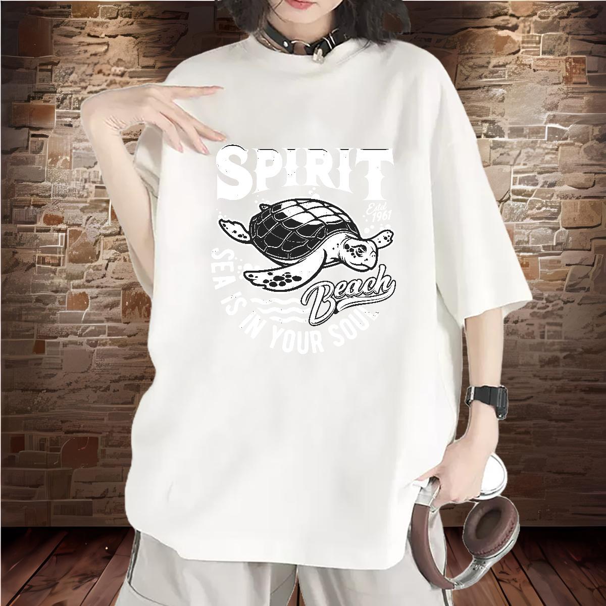 2024 DIY Womens T Shirts Breathable Short Sleeve 230g 100% Cotton Women Tshirts Floral Print tortoise Sports Street Wear 5A Tops Shirt