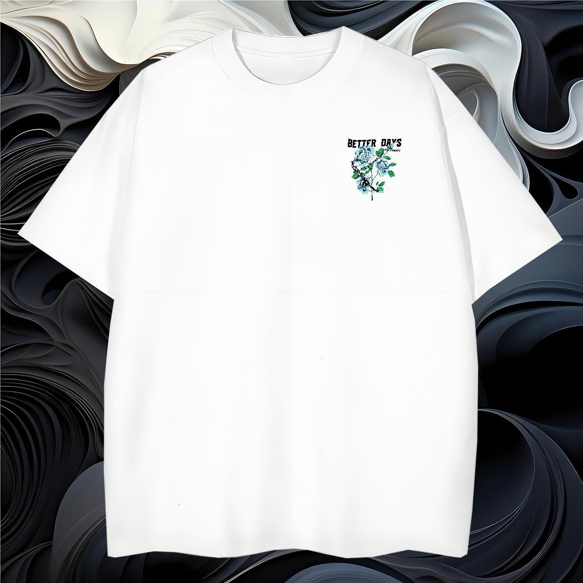 Unisex flower T Shirt For Man Hip Hop Street Men Tees 230g 100% Cotton Casual New O Neck Short Sleeves Skull Top Tees