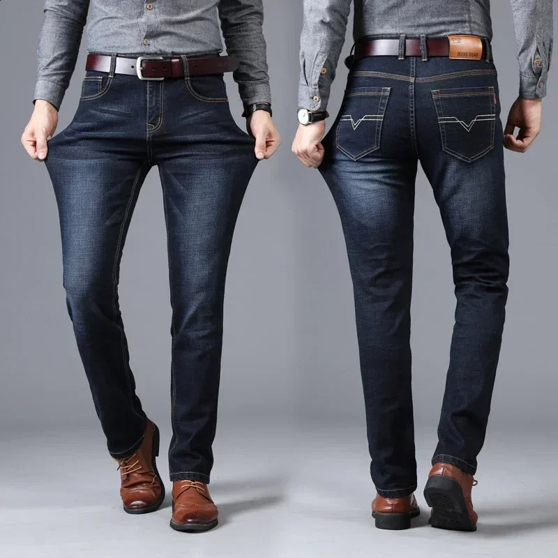 Mens Straight and Versatile Long Jeans Stretch Style Mens Jeans Loose Fitting Straight Tube Middle-AG Autumn Winter 240822