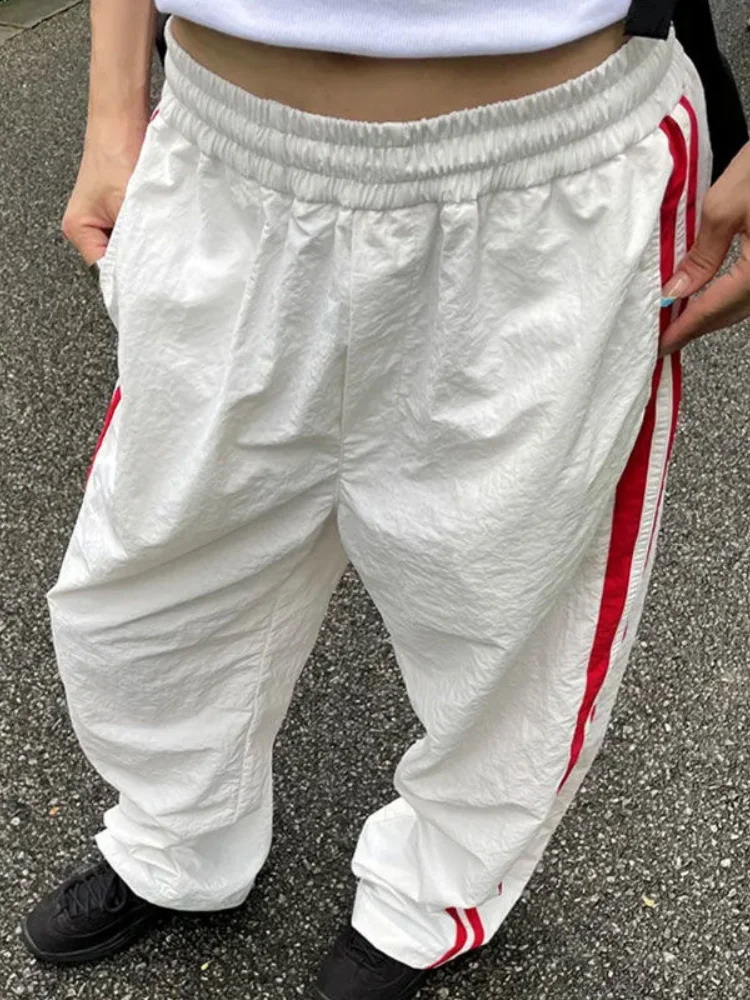 QWEEK Track Sporty Stripped Pants Women Y2k Casual Harajuku Jogging Student School Trousers Autumn Japanese Streetwear 240821