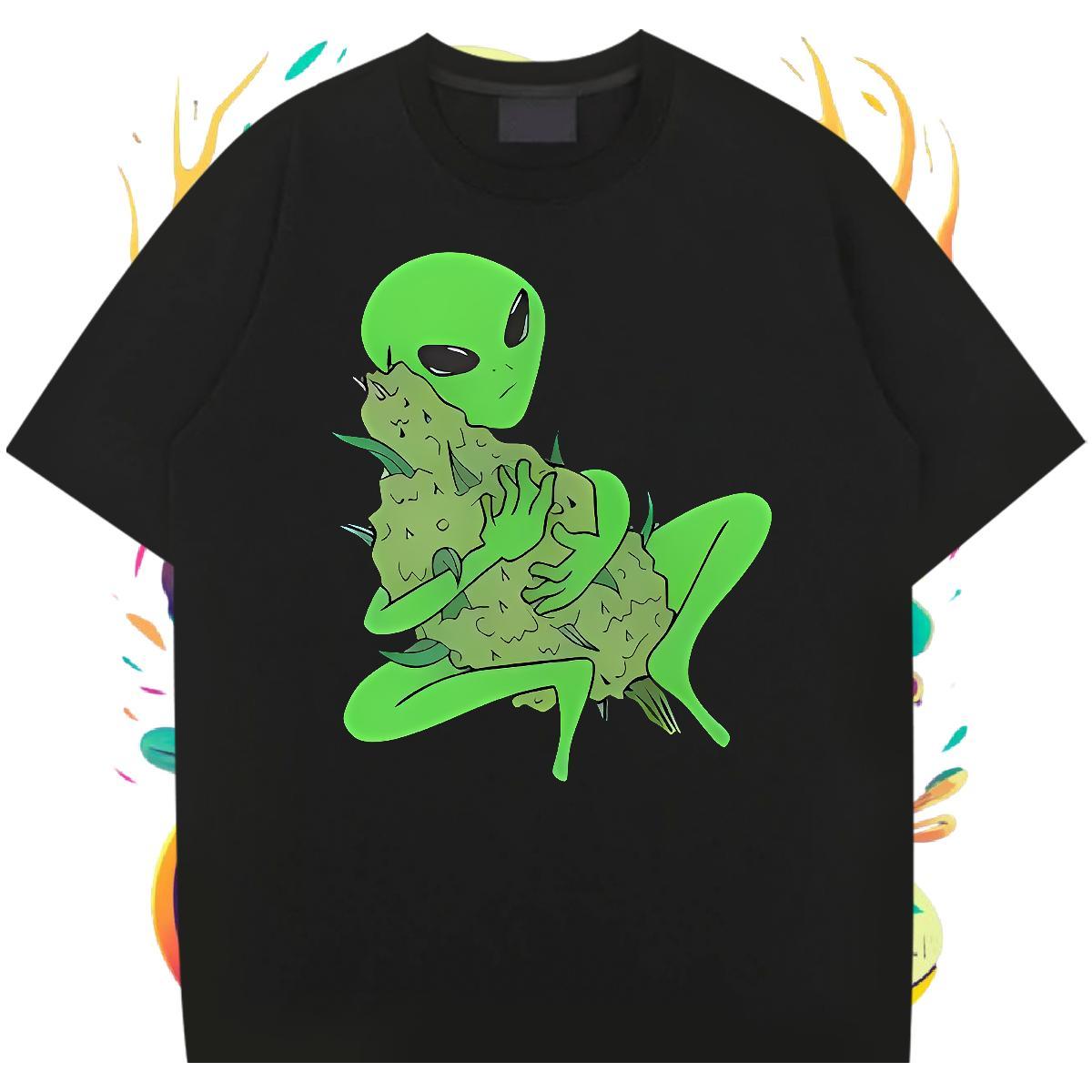 Casual New extra-terrestrial Tshirts 230g 100% Cotton T-Shirts Oversized 3XL 4XL Sports Casual Breathable Soft Unisex Tees