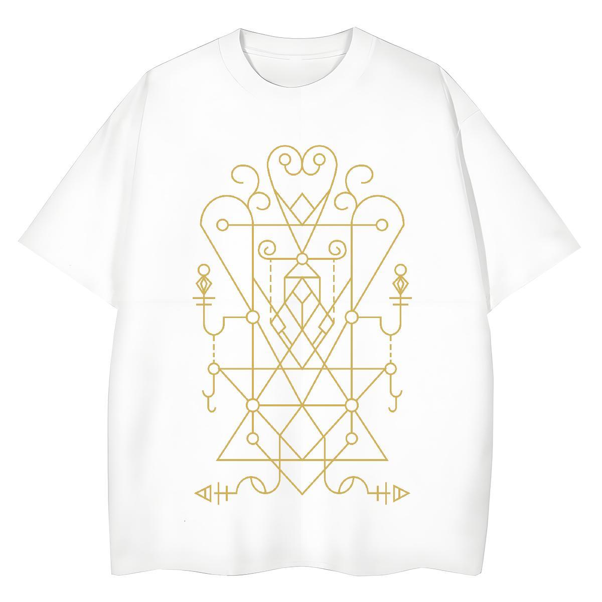 Soft Lady T shirt 230g 100% Cotton Geometric line Street T-Shirts Short Sleeve O-Neck Custom Print Plus Size Wear