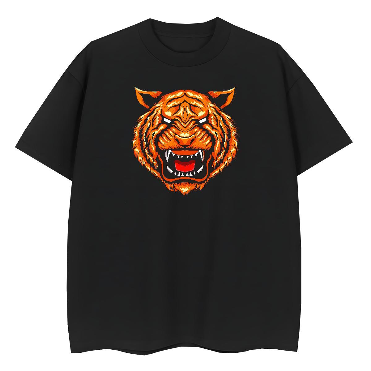 New Arrival Women T Shirts 230g Cotton Breathable Crew Neck Sports Street Wear tiger Women Tshirts Brand Anime Clothings