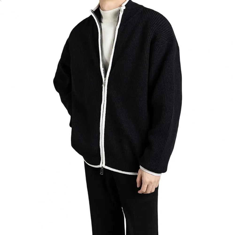 tricolor mens cardigans for the season fashionable knitted wool sweater 240821