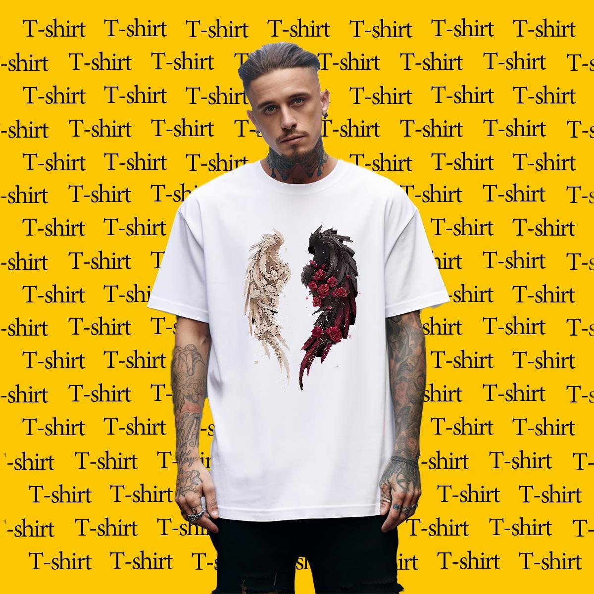 Classic Casual Men Tops Tees 230g 100% Cotton Anime Printing Street wing Breathable Soft Men T Shirts Popular Custom Print Plus Size Tee Shirt
