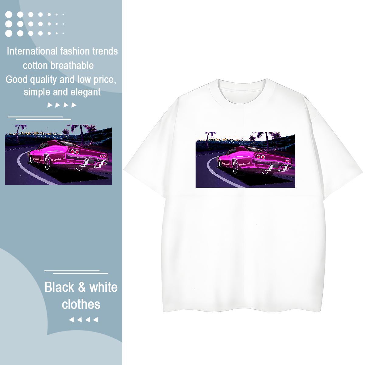 New Women T Shirts 100% Cotton 230g Breathable Crew Neck Hip Hop car Woman Tshirt Wholesale Black White Tops