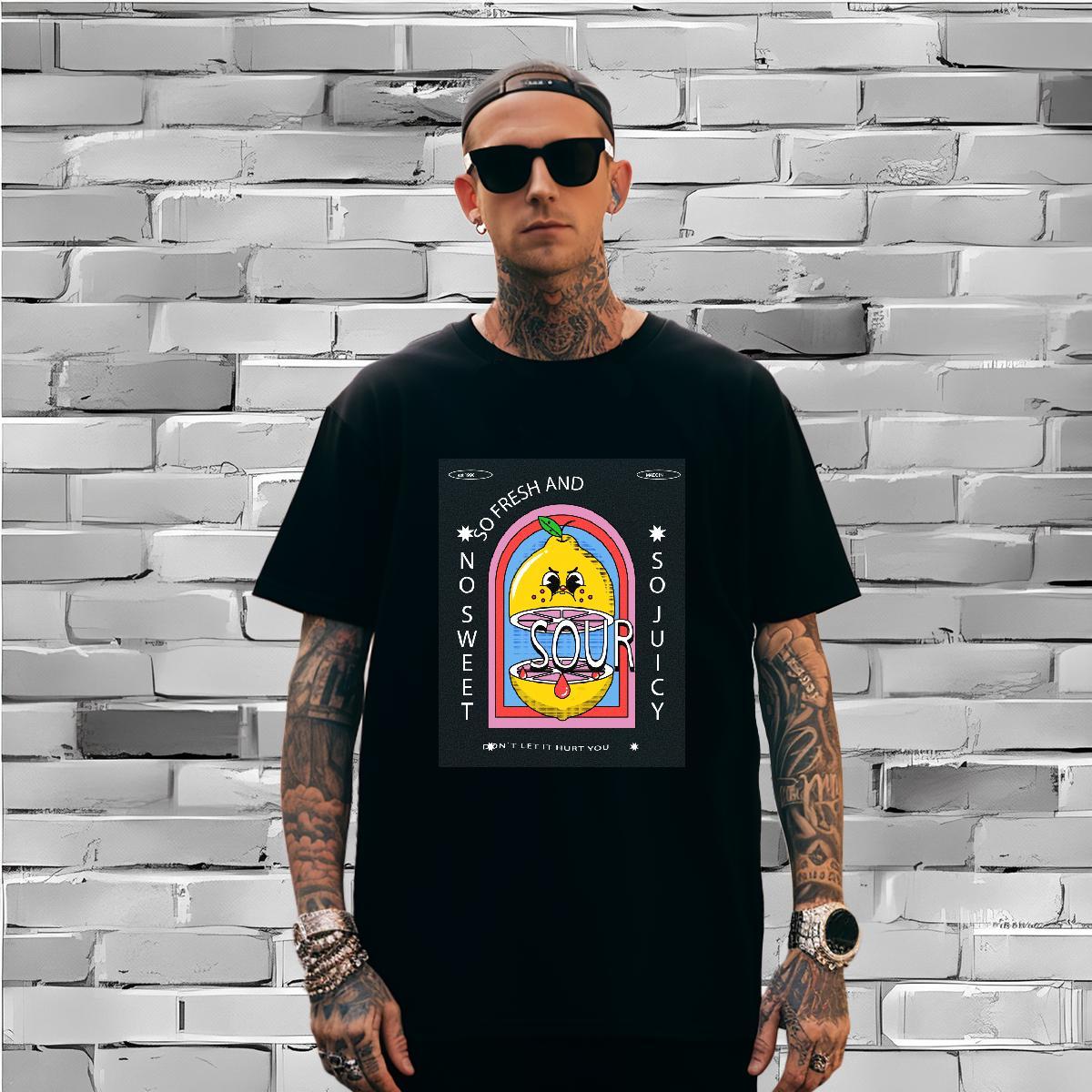 Wholesale sour T-Shirts for Men Street Wear Men Clothes T-Shirt 230g Cotton DIY Customized Breathable Crew Neck Plus Size Custom Top Tees