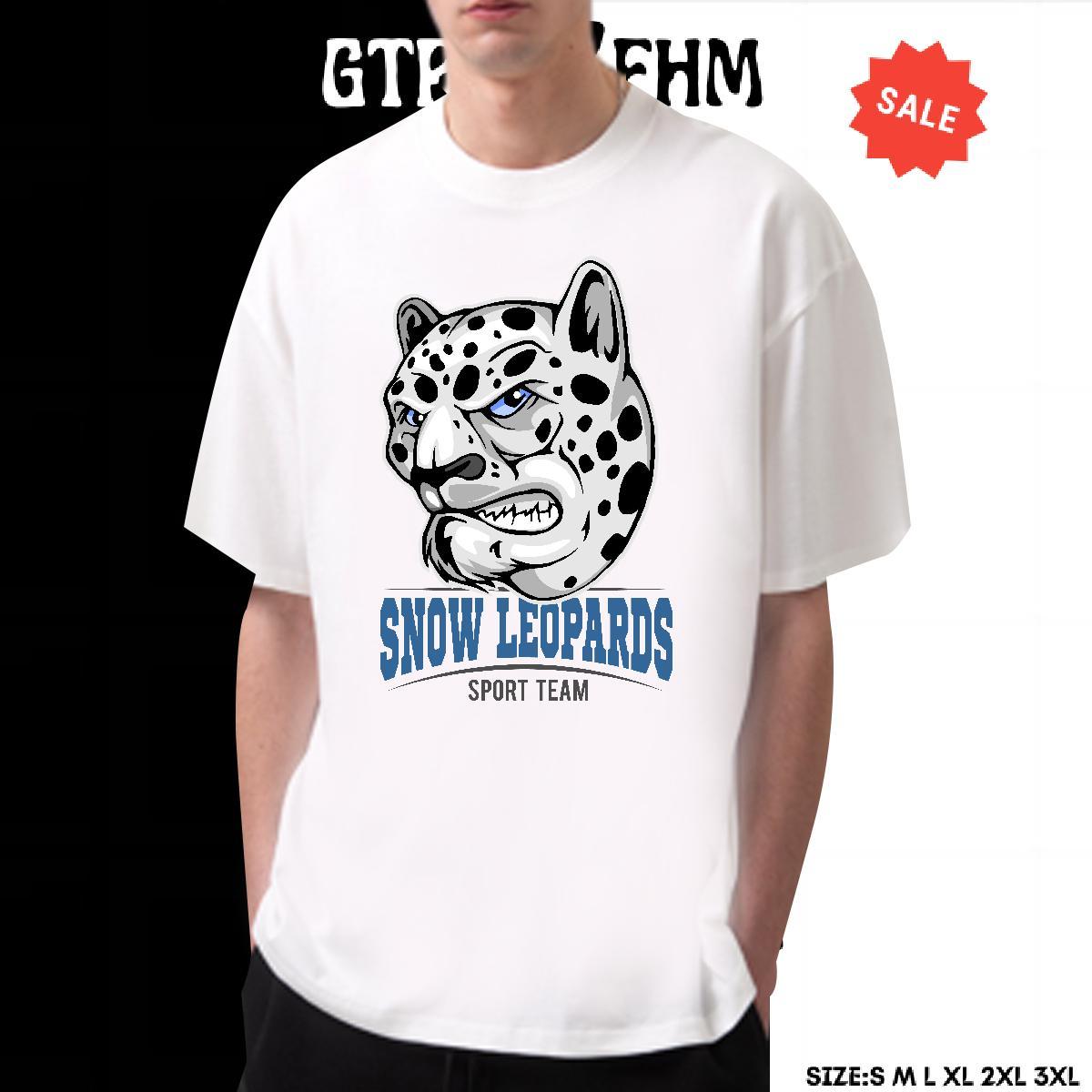 Loose Tshirt for Man Woman Hip Hop Street 230g 100% Cotton Black Oversized Crew Neck Breathable leopard Men T Shirts DIY Customized Clothes