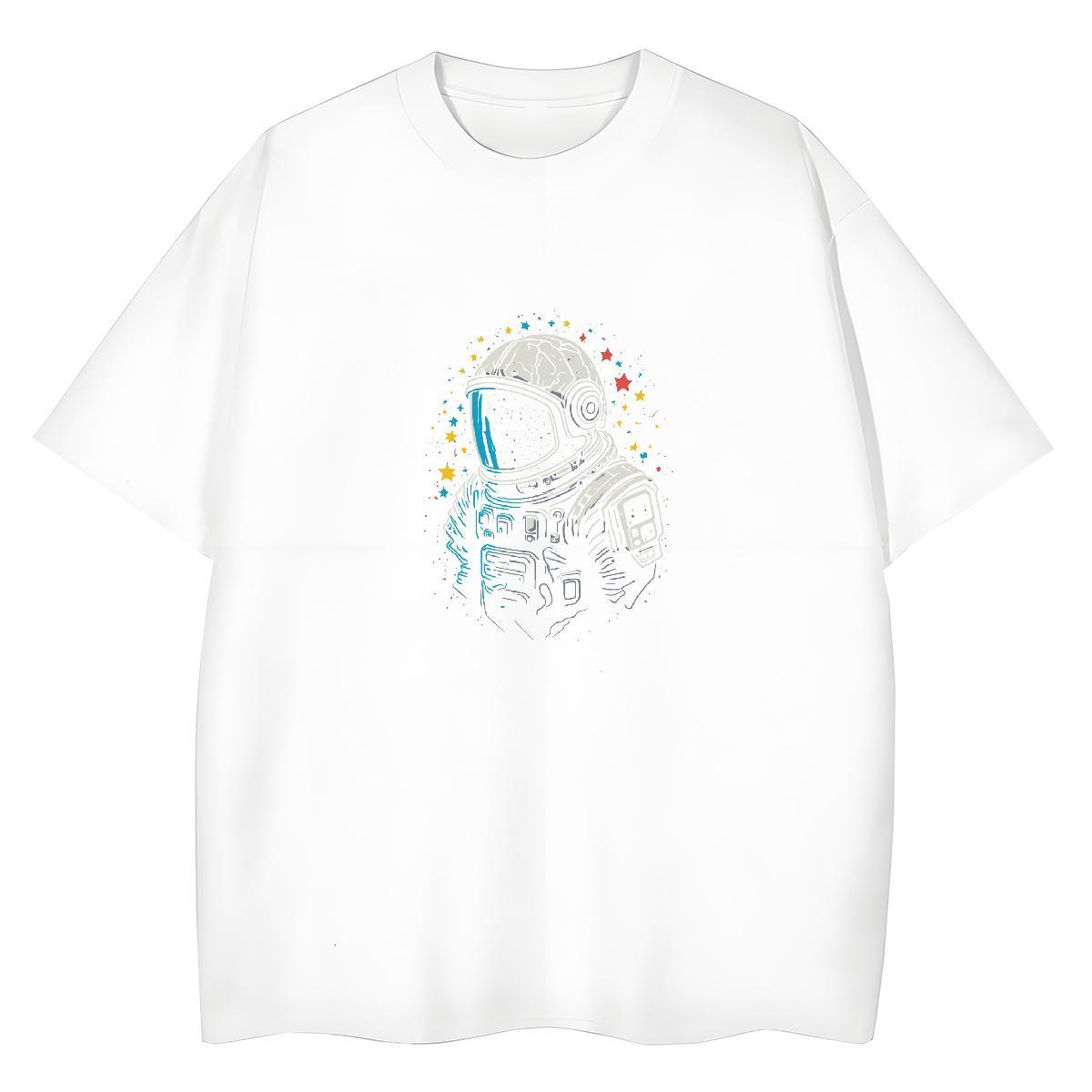 Free Shipping Womens Tshirts 230g Cotton universe Daily Outfit Women T Shirts Round Neck Short Sleeve Floral Print Clothings