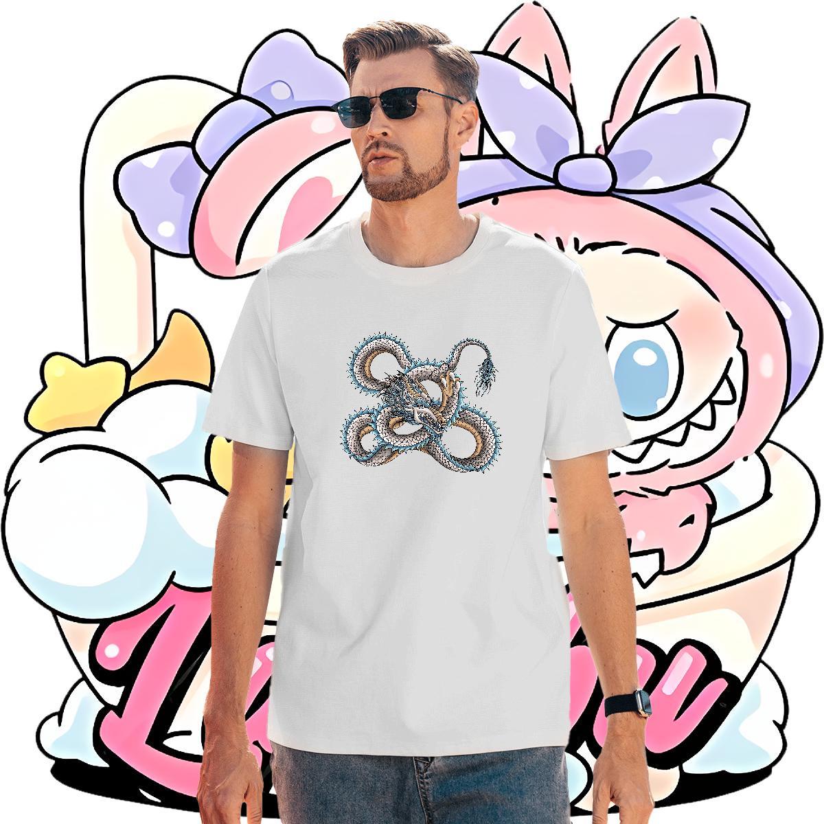 Wholesale dragon Men T Shirts Daily Outfit Men Clothes T-Shirt 230g Pure Cotton Classic Casual O Neck Short Sleeves Custom Printing Tee Shirt