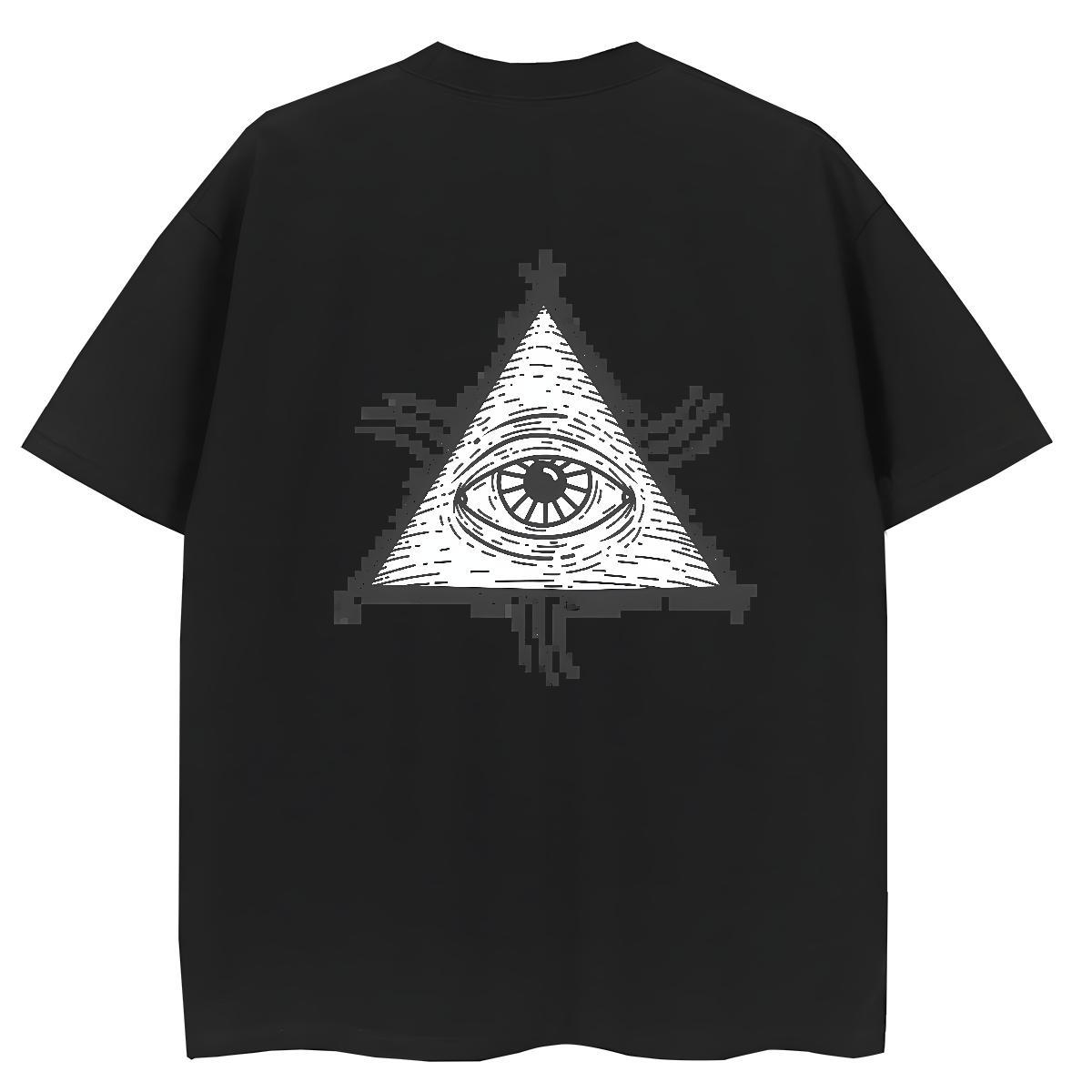 2024 Casual T-Shirts 230g Cotton Short sleeve Soft Street Casual eye of the devil Woman Tshirt Popular Cartoon Floral Printing Top Tees