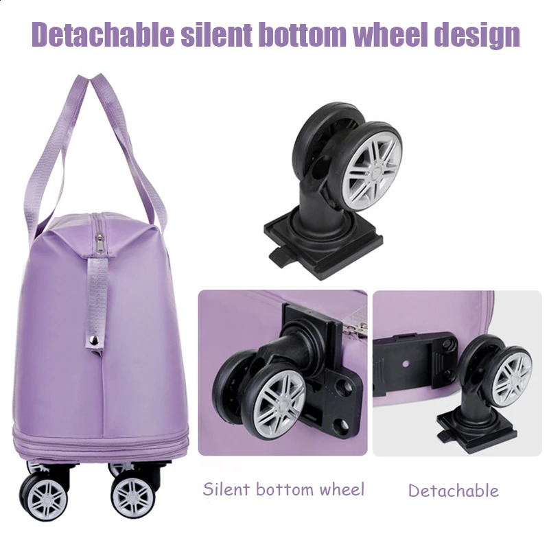 Travel fitness Oxford cloth large capacity foldable waterproof dry wet separation wheel detachable storage bag handbag 240821