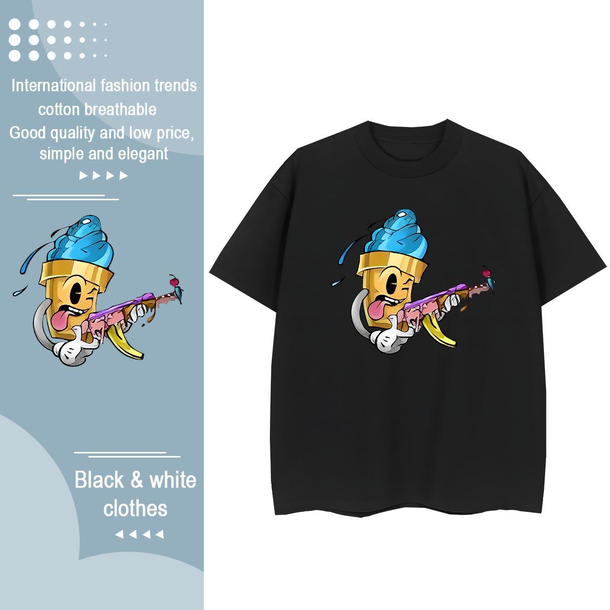 Nice Women Tees 230g Cotton role Sports Street Wear T Shirt For Woman O Neck Short Sleeves Plus Size Cartoon Tops Tees