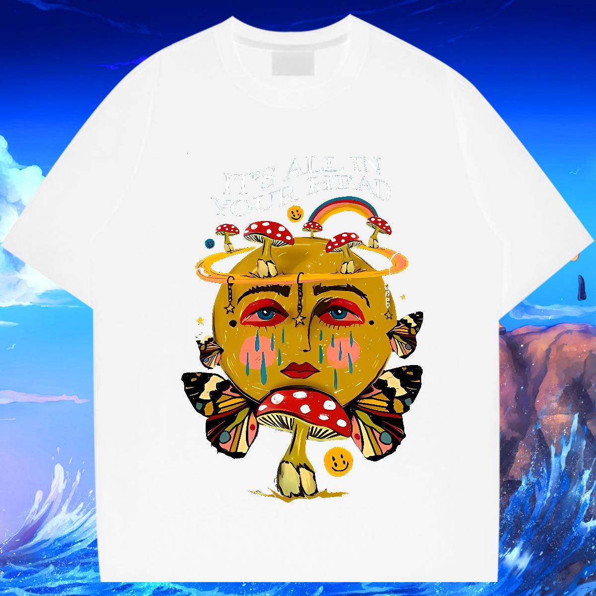 Factory Direct rainbow Tshirts 100% Cotton 230g T Shirts Men DIY Anime Street wear Hip Hop Breathable High Quality Tee Shirt