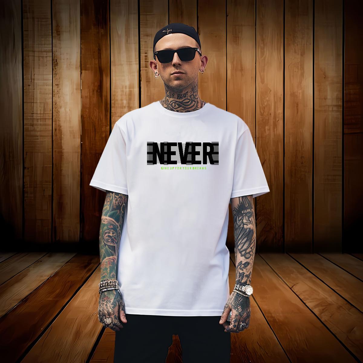 Popular never T shirt Street Mens Tshirts 100% Cotton 230g Fashion Pure Cotton Plus Size Cartoon Clothings