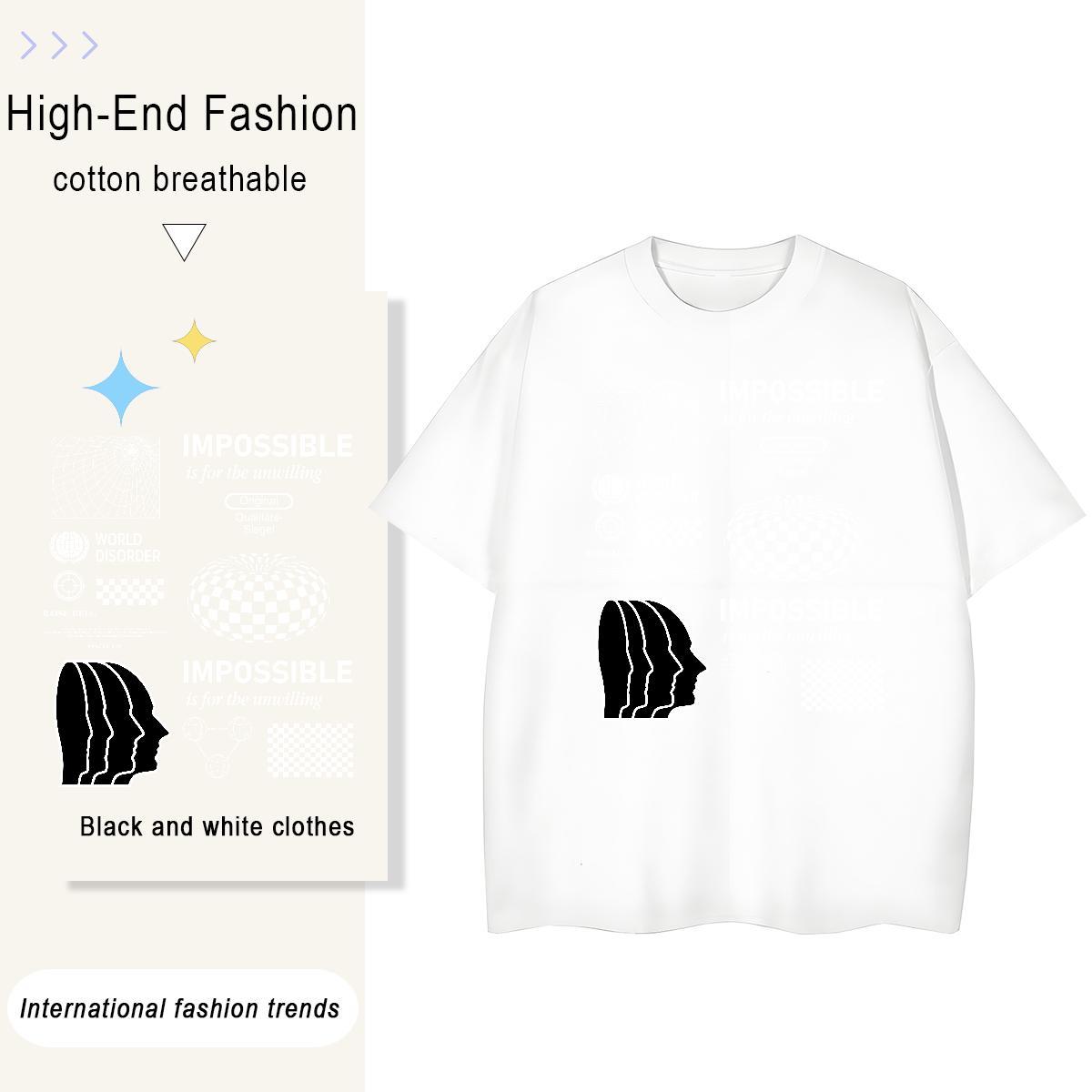 Cool Design Mens Tshirts Beach 230g Cotton Customized Crew Neck Breathable side face T-Shirts 2024 DIY Tee Shirt