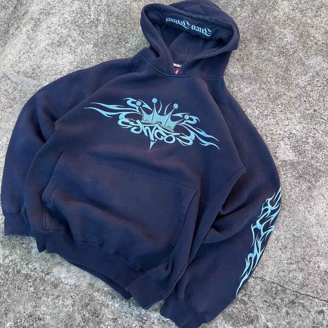 Y2k Hoodie JNCO Pattern Printed Harajuku Hip Hop Casual Sweatshirt Personalized Retro Loose Womens Street Clothing 240821