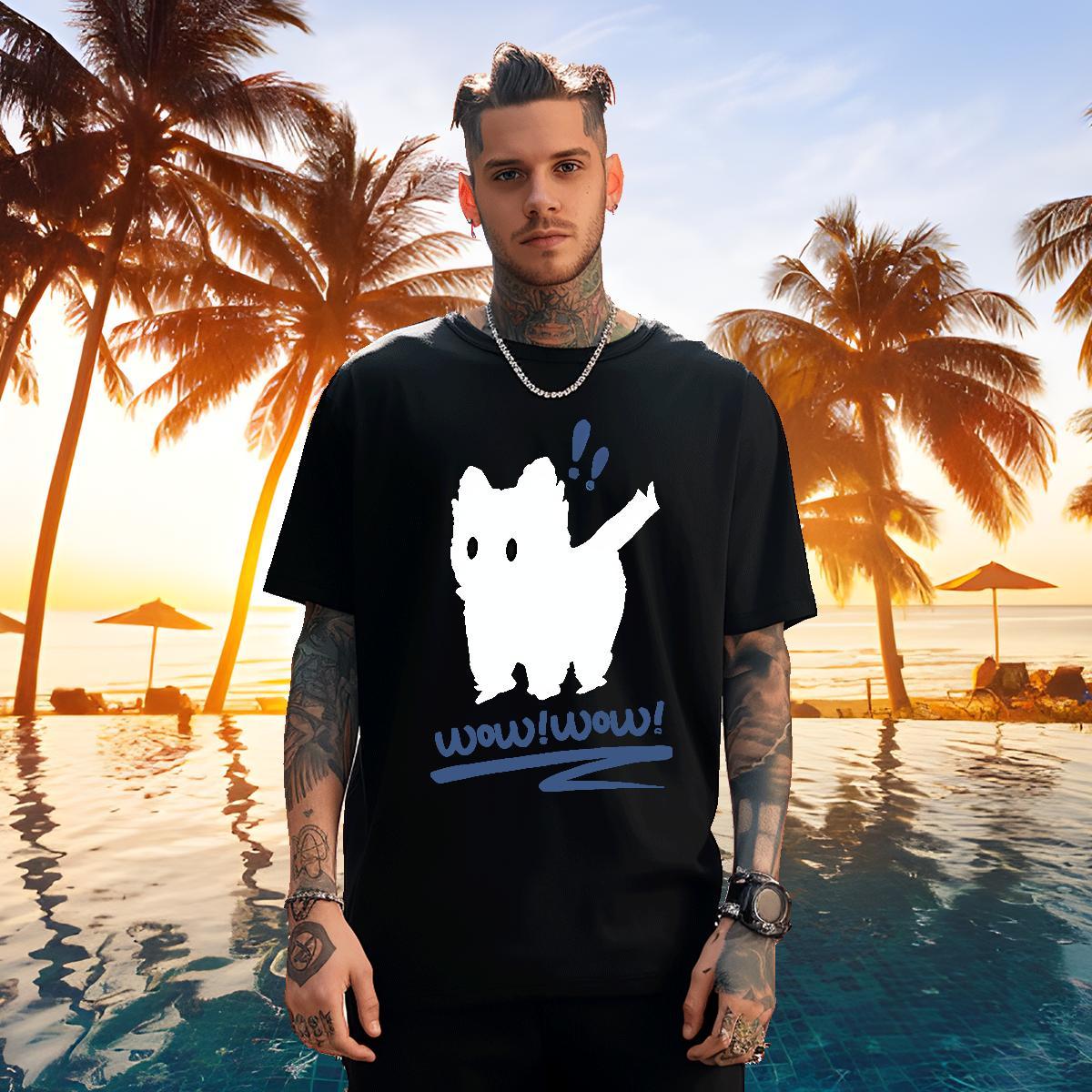 Cool Men T Shirts dog Breathable Crew Neck Sport DIY Anime 230g 100% Cotton Tshirts Free Shipping Wear