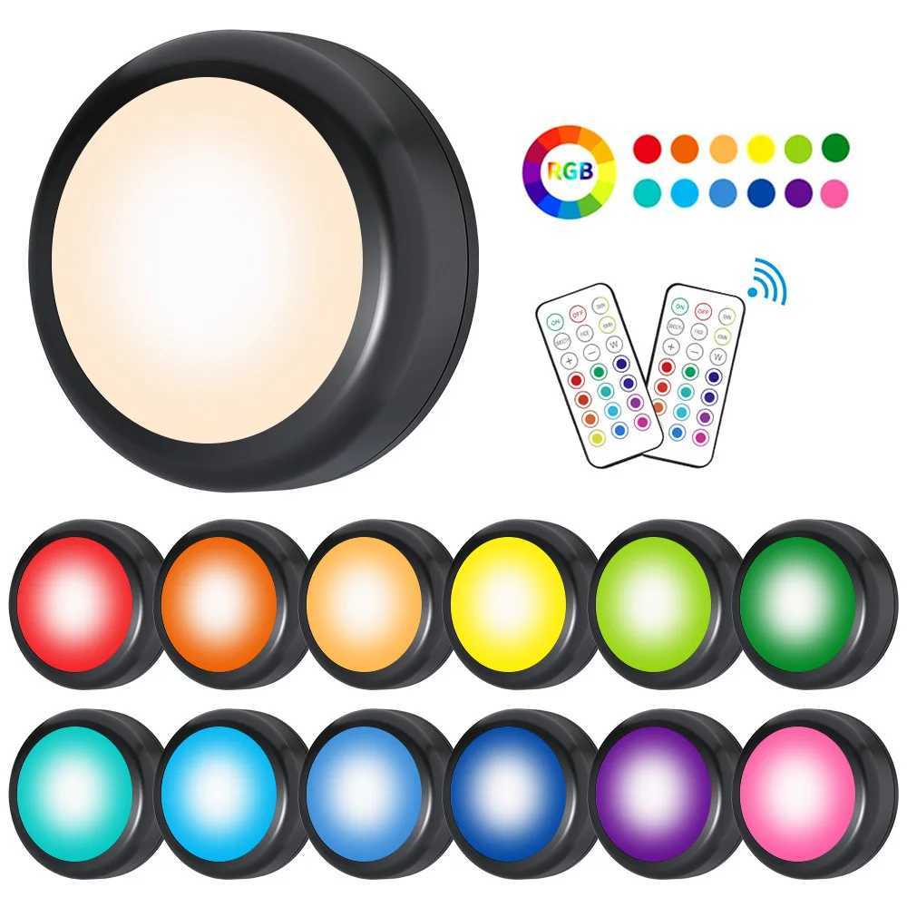 13Color LED Closet Light Wireless Remote Control Under Counter Night Puck Lamp Cabinet Kitchen Wardrobe Cupboard Hallway X250402