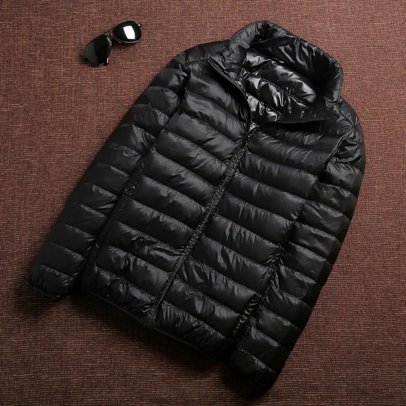 Mens Autumn Duck Down Jacket Ultralight Winter Portable Waterproof Travel Park Fashion Stand Collar Thin Coat 240822
