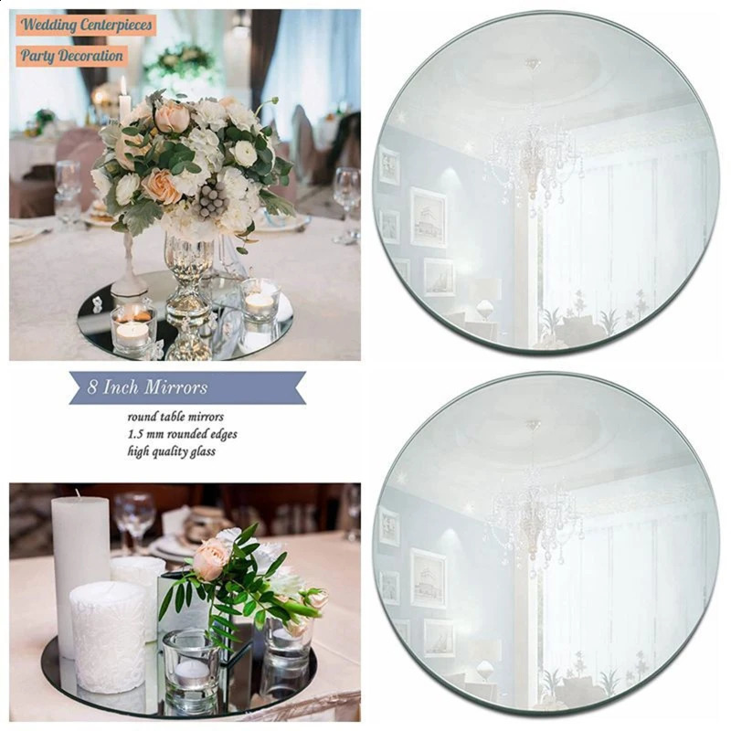 Round Acrylic Mirror Tray 8inch Circle Mirror Plate Decor Accessory 240822