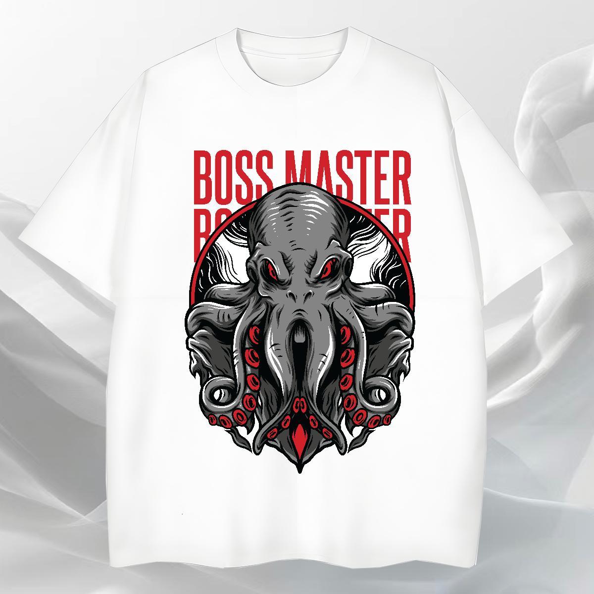 Cool Men Clothes T-Shirt Summer Casual 230g Cotton DIY Logo Oversized Breathable Soft Terror octopus T shirt New Designer Wear