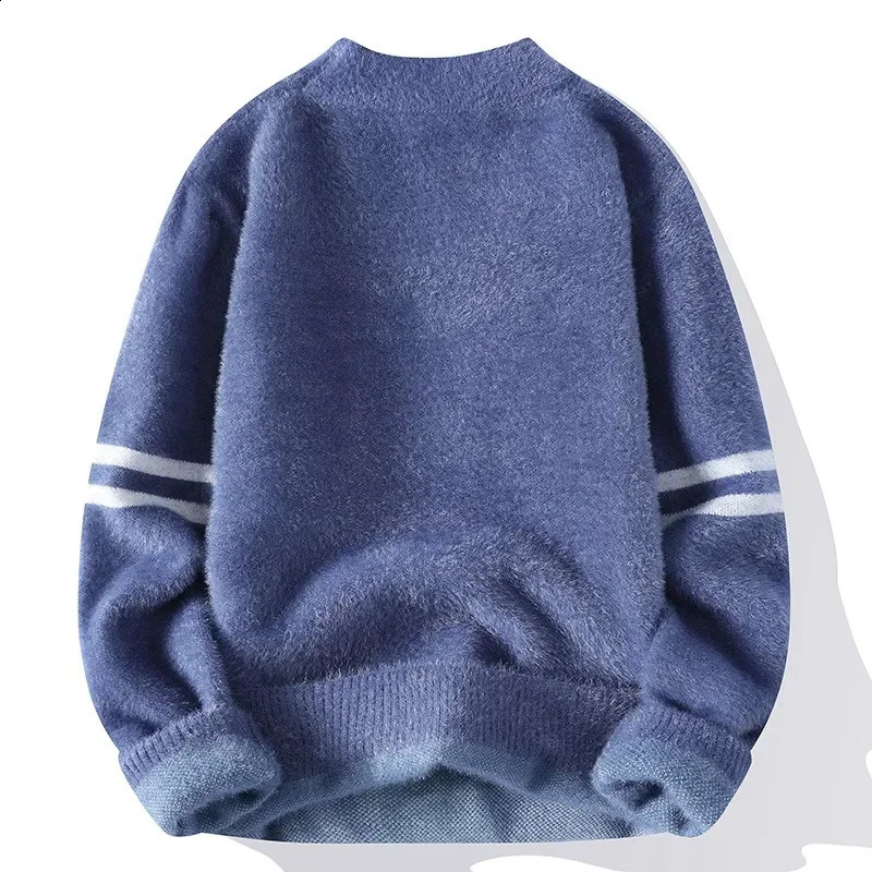 Winter Mens Korean Fit Trendy Solid Color Pullover Sweater 240821