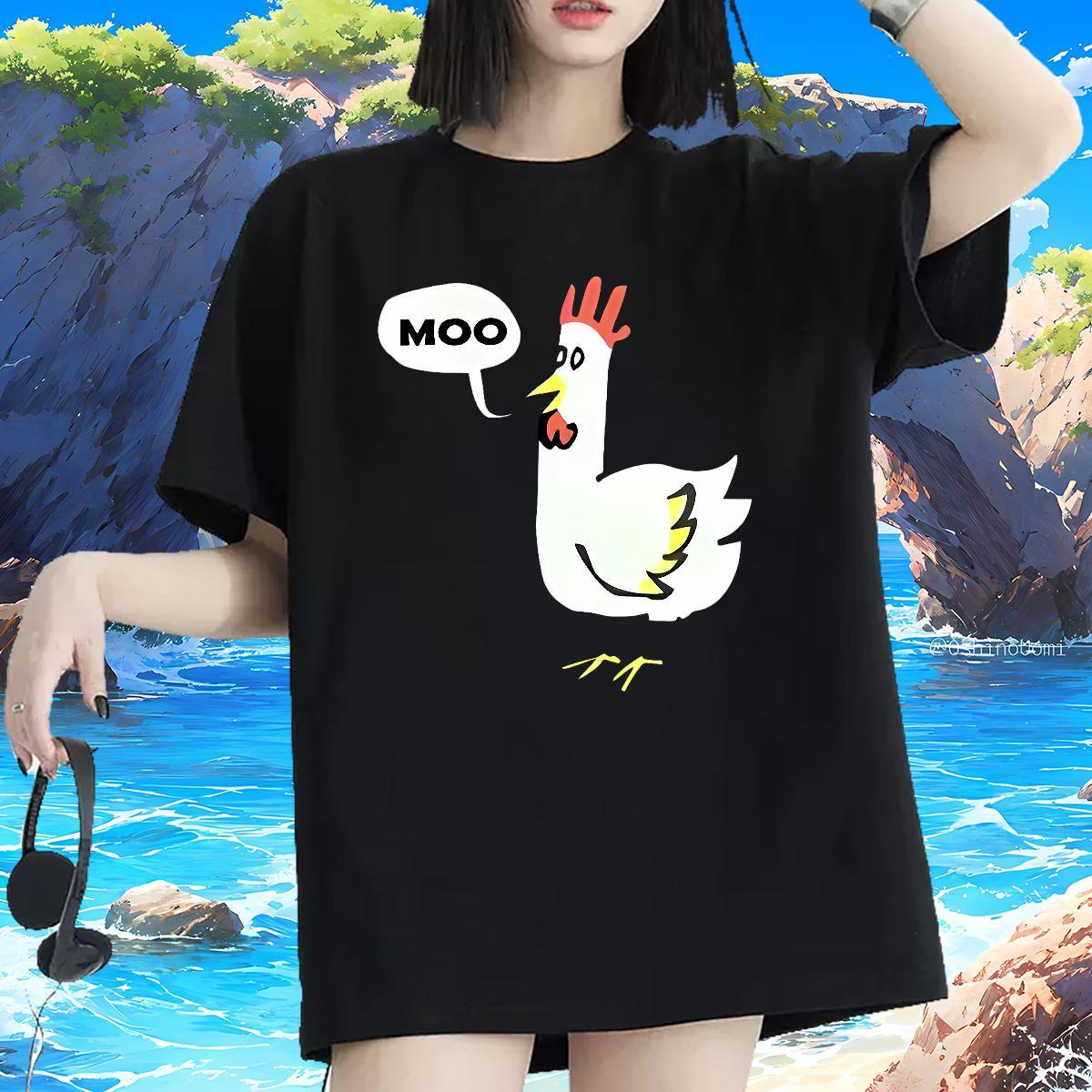 Custom T Shirt For Woman O-Neck Short Sleeve 230g Pure Cotton Couples T Shirts Cartoon Print chicken Daily Wear Designer Nice Tops Tees